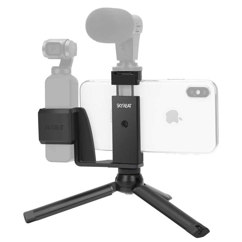 Skyreat Osmo Pocket Mount Accessories Handheld Phone Holder Bracket Tripod Mount,w Cold Shoe 1/4”Thread for DJI Osmo Pocket,Pocket 2