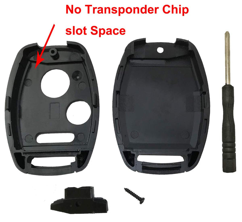 Key Fob Shell Case Fit for Honda Accord Crosstour Civic Odyssey CR-V CR-Z Fit Keyless Entry Remote Key Housing Replacement with Screwdriver (Casing Only) Black