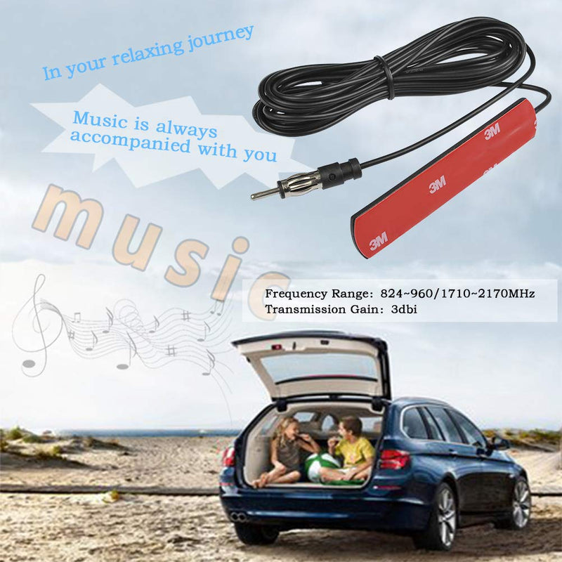 QLOUNI Car Antenna Car Stereo FM Radio Antenna - Car Adhesive Mount Hidden Patch Antenna with 5.5 Yard SMA Antenna Connector Cable - for Vehicle Truck SUV Car