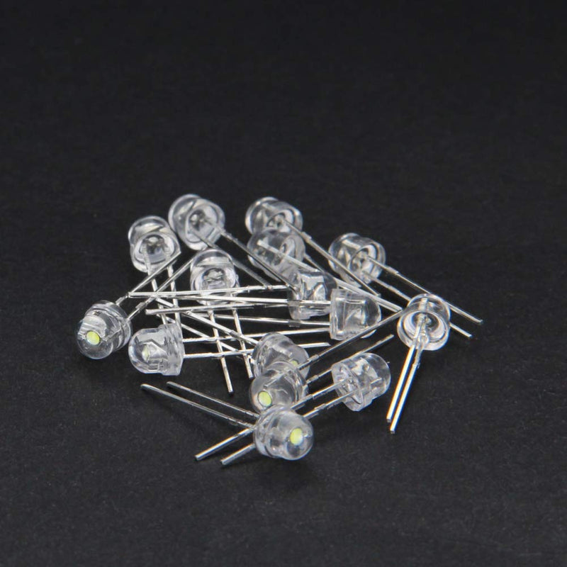 Othmro 40pcs 5mm White LED Diode Lights Clear Straw Hat Transparent 3-3.4V 20mA Super Bright Lighting Bulb Lamps Electronic Component Light Emitting Diodes