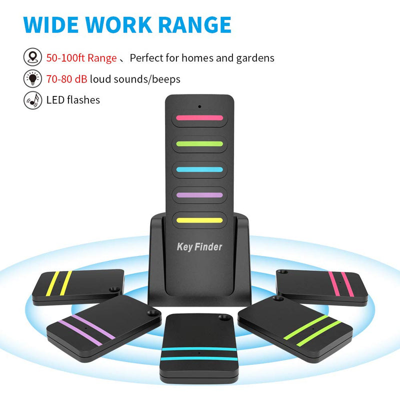 Key Finder, Vodeson Wireless RF Item Locator with Base Support, 1 Transmitter and 5 Receviers