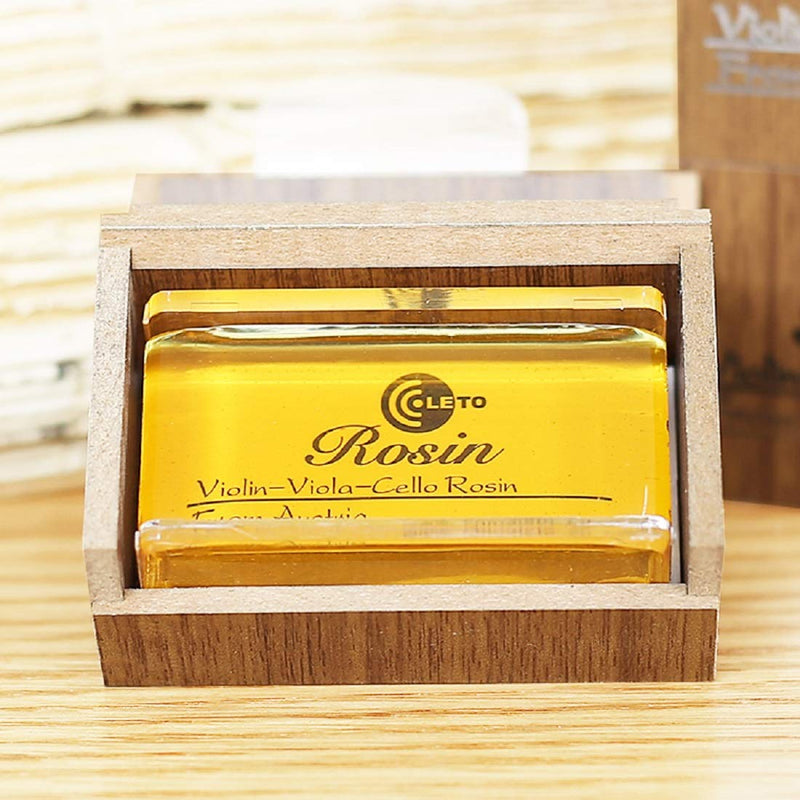 Chienti - High-Class Transparent Yellow Natural Rosin Resin Colophony Cuboid With Wooden Box Low Dust Handmade for Violin Viola Cello