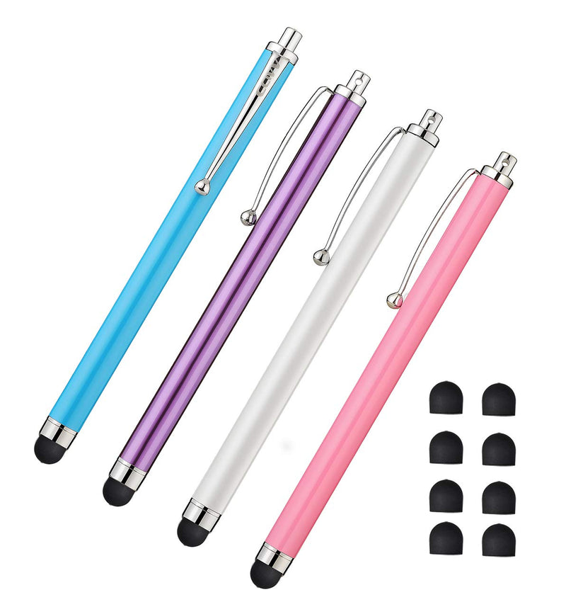 CCIVV 4 Pcs 5.3 Inches Stylus for Touch Screens + 8 Extra Replaceable Rubber Tips