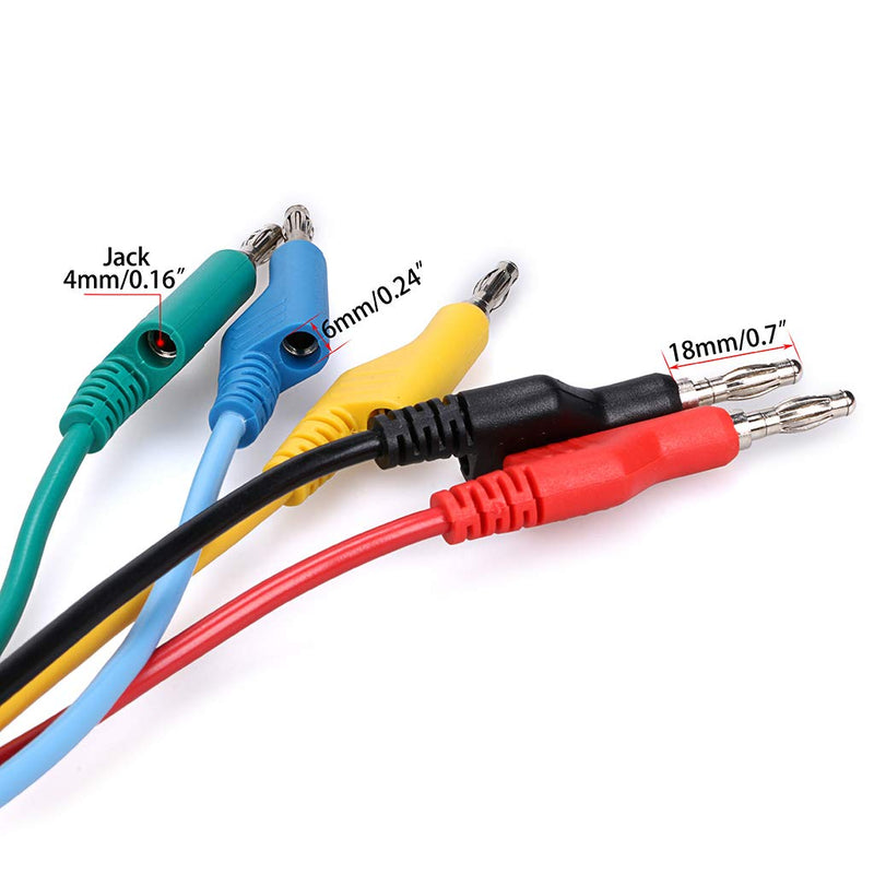 Sumnacon 5pcs Banana to Banana Plug Test Lead Set, 4mm Stackable Banana Plug Wire Test Cable Lead for Multimeter, Electrical Test Wire 1000V/15A