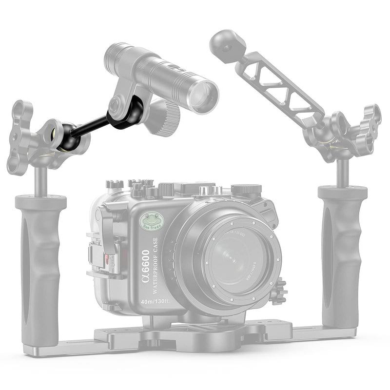 Seafrogs 1" Ball to YS Head Clip Arm,1PCS 3.5'' /8.89 cm Aluminum YS Head Adapter Arm for Underwater Light System AM-2
