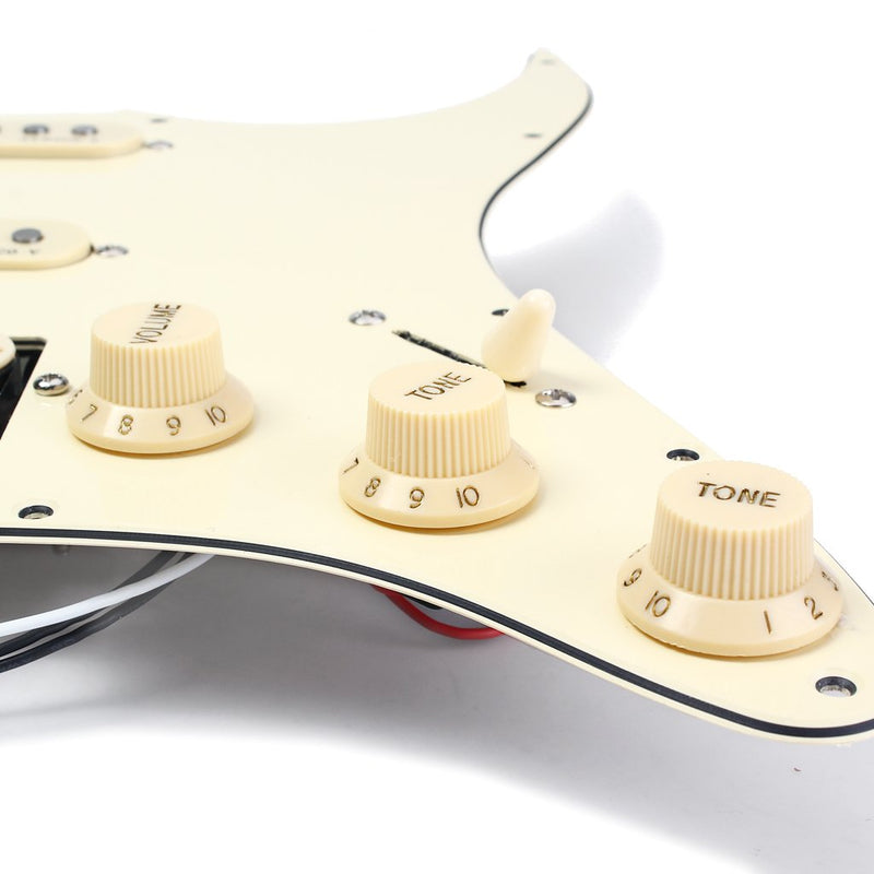 Alnicov 3-ply SSH Loaded Prewired Pickguard Humbucker Pickups Set for Strat ST Electric Guitar Cream