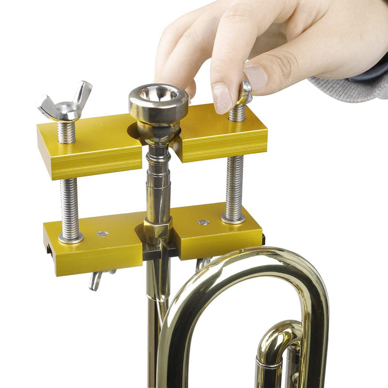 Alnicov Adjustable Mouthpiece Puller Tool Remover Holder Tools for Brass-Wind Instruments(Yellow)