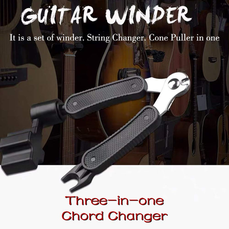 3-In-1 Guitar String Winders Tool, Guitar String Winder Cutter and Bridge Pin Puller Repair Tool for Guitar, Bass, Violin, Ukulele