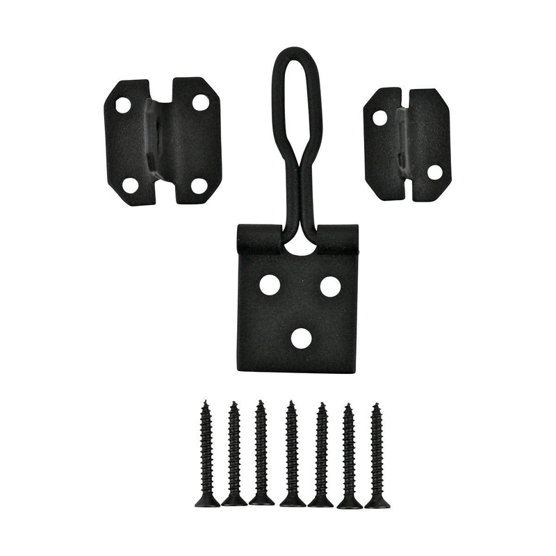 Black Wrought Iron Wire Hasp Lock 3" X 1" Rust Resistant Antique Wire Style Hasp Latches Safety Padlock Clasps for Cabinets, Chests Or Doors with Screws | Renovators Supply Manufacturing
