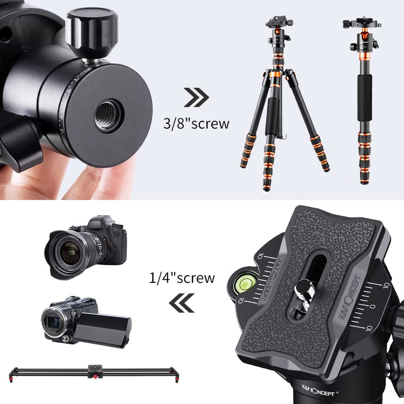 K&F Concept 25mm Metal Tripod Ball Head 360 Degree Rotating Panoramic with 1/4 inch Quick Release Plate Bubble Level for Tripod Monopod Slider Camera Camcorder up to 22 pounds/10 kilograms 25mm Ball Head