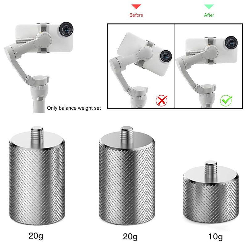 CALIDAKA 3pcs OM 4/OS MO Mobile 3 Counterweight Gimbal Stabilizer Counterweight Balance Counter Weights Support 70g for OS MO Mobile 4 3 Keep Balance Filmmaking Video Shooting Accessory 3pcs/set Silver