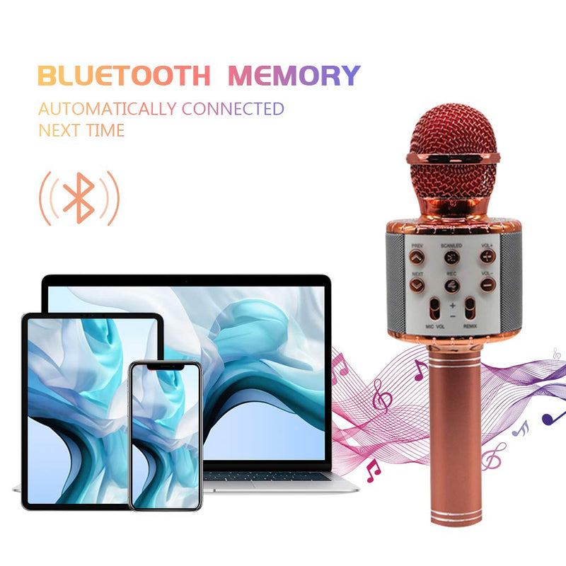 Maxesla Karaoke Bluetooth Microphone - Wireless Microphone, Portable KTV Karaoke Player for Singing, Compatible with iPhone/Android/iPad, PC (Rose Gold) Rose Gold