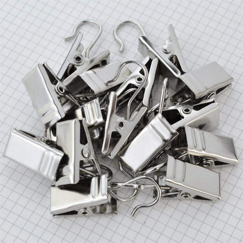 100 PCS Curtain Clips, Stainless Steel Silver Heavy-Duty Hook Clip Set, Shower Curtain Clip for Home Decoration, Photos, Art Craft Display and Outdoor Activities Supplies