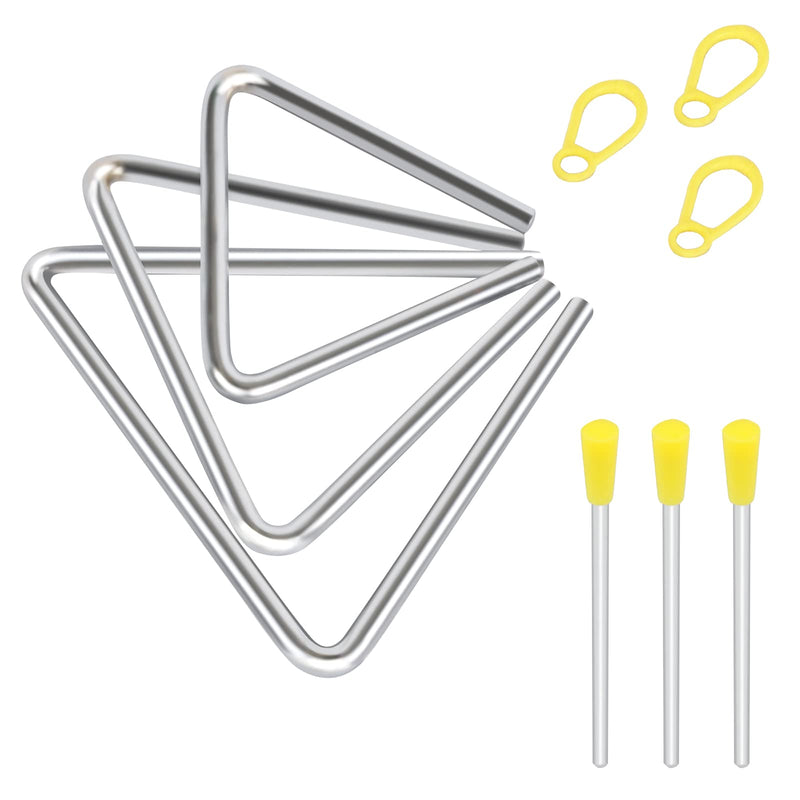 EASTROCK Triangle Instrument 3 Packs 4 5 6 Inch Percussion Instrument Set Hand Percussion Triangles with Striker 456