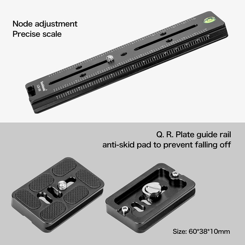 koolehaoda 180mm Rail Nodal Slide Metal Quick Release Clamp,Dual Dovetail Camera Bracket Mount with Double-Sided Clamp can be Rotated 90°, for Camera with Arca Swiss Compatible(LCB-18R) LCB-18R