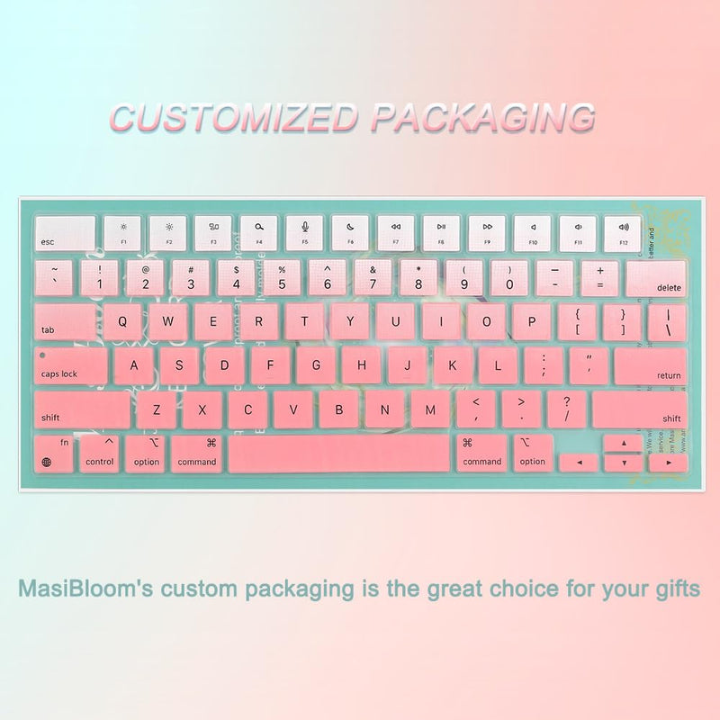 Silicone Keyboard Cover Skin for MacBook Air 15.3" 13.6 inches A2941 A2681 M2 Chip Released in Jun. 2023 US Layout Ultra Thin Non-Slip Protector Accessories (Gradient Pink) Gradient Pink