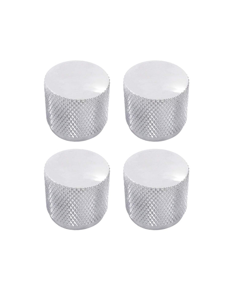 Metallor Knurled Chrome Silver Metal Guitar Tone or Volume Control Knobs 20mm Diameter Dome Style Compatible with Tele Telecaster Style Electric Guitar or Bass Set of 4Pcs.