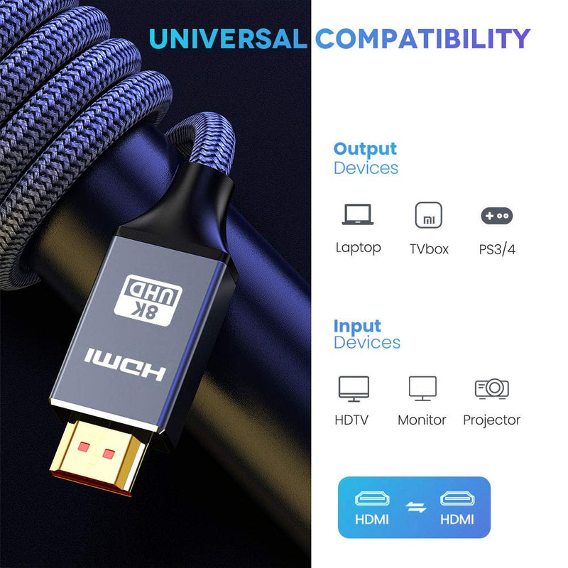 8K HDMI Cable, Oldboytech 3ft Gaming Cable for 2077 Supports hdmi Cable,48gpbs,4K@120HZ,8K@60HZ,Dynamic HDR,3D Compatible with UHD TV, for Monitor, for Projector,for PC,for PS4 and More 3Feet