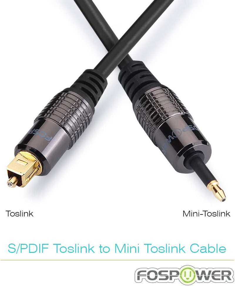 6 feet – Mini-TOSLINK Cable (Digital Audio Cable, Optical, TOSLINK to Mini-TOSLINK, Fiber Optic, transmits Digital Audio Signals to TVs/amplifiers/Hi-Fi Systems, Black)