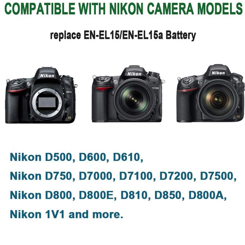 EH-5 Plus EP-5B AC Power Supply Adapter kit(Replacement EN-EL15 EN-EL15A Battery) for Nikon D500 D600 D610 D750 D7000 D7100 D800 D800E D810 D800A 1V1 Camera