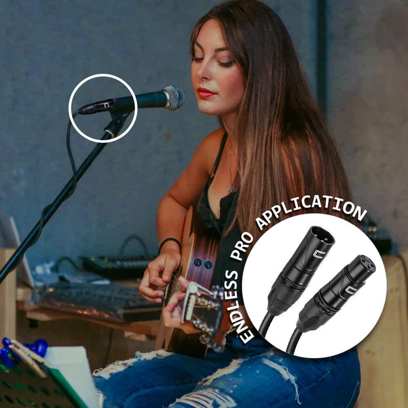 [AUSTRALIA] - Balanced XLR Cable Male to Female - 0.5 Feet (6 inches) Black - Pro 3-Pin Microphone Connector for Powered Speakers, Audio Interface or Mixer for Live Performance & Recording 