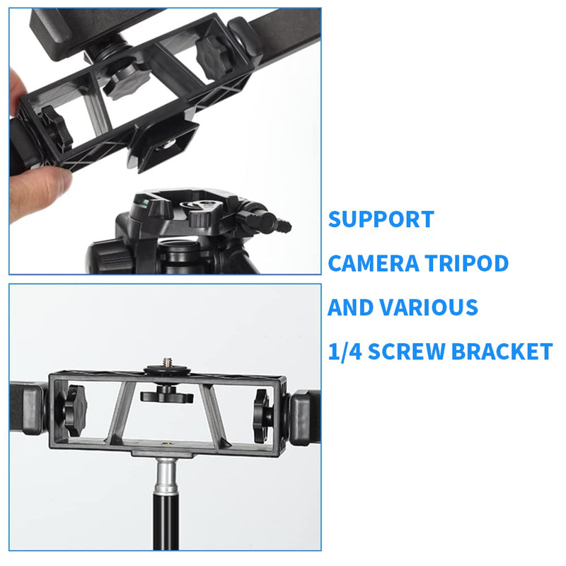 Universal Cell Phone Tripod Mount Adapter, Tripod Holder Extension Bracket, Triple Multi-Function Phone Holder Clip Connector Adapter, Standard 1/4" Thread Holes Cold Shoe for Camera Tripod Gimbal