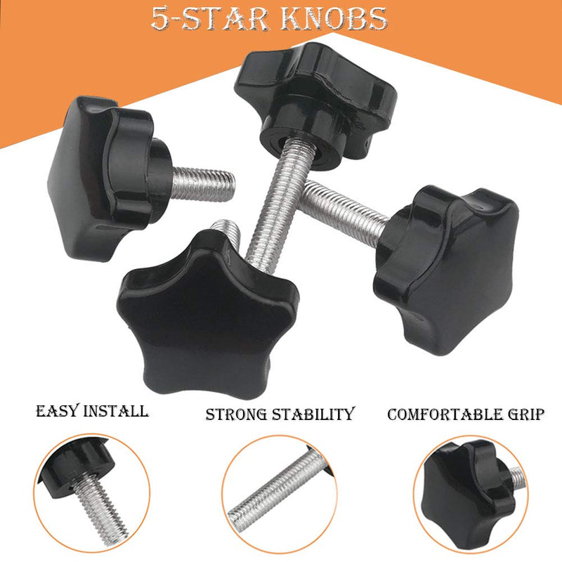 YXQ 5-Star Knobs M6x15mm Male Thread Clamping Knob 30mm Dia Base Replacement Hand Black Plastic (6Pcs) M6x30x15