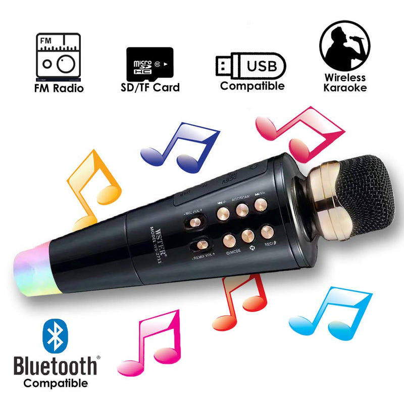 Karaoke Microphone Wireless Singing Machine & Voice Changer with Bluetooth Speaker for Cell Phone/PC, Portable Handheld Mic Speaker Support Reverb/Duet
