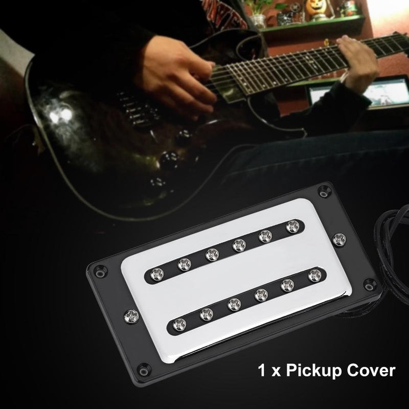 Dilwe Guitar Pickup Cover, Two Slot Metal Case Brass Humbuckers for Electric Guitars Silver