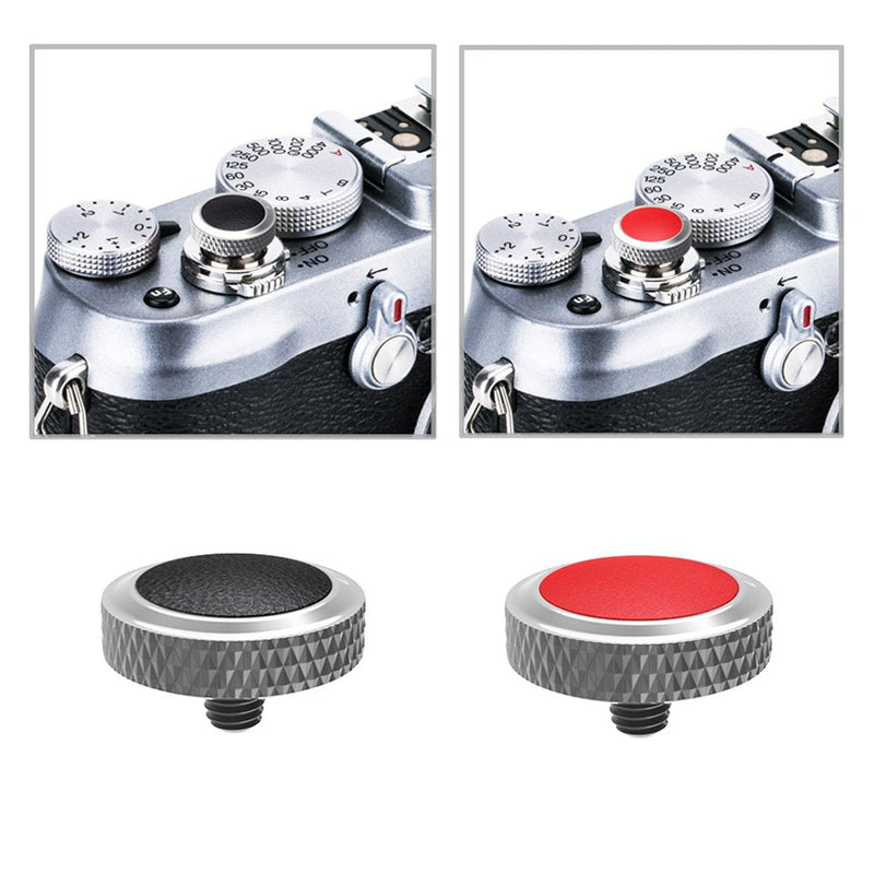 Camera Soft Release Button JJC Shutter Button for Fuji Fujifilm X-E4 X-T4 X-T3 X-T2 X-T30 X-T20 X-T10 X-PRO3 X-PRO2 X-PRO1 X100V X100F X100T X100S X-E3 for Sony RX10 IV III RX1RII RX1R RX1-2 Types Silver+Red&Black