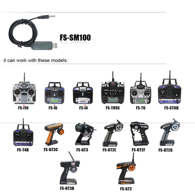 RCmall Flysky USB Flight Simulator Adapter Cable 2.4G SM100 for FS-i6 FS-i10 FS-i6 FS-i4 FS-T6 FS-CT68 FS-T4B FS-GT3 Remote Controller