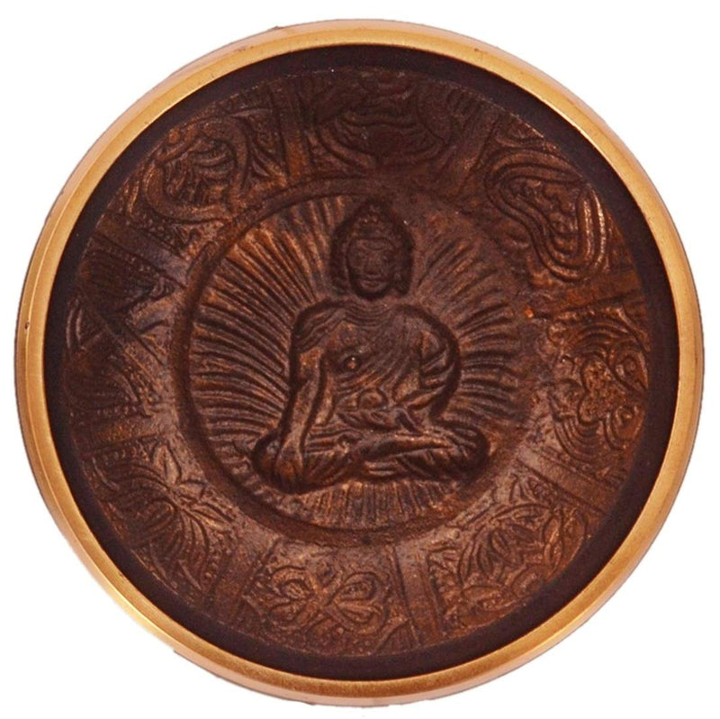 Purpledip Bell Metal Singing Bowl: Handmade Tibetan Buddhist Musical Instrument for Meditation, 4 inches (11079A)
