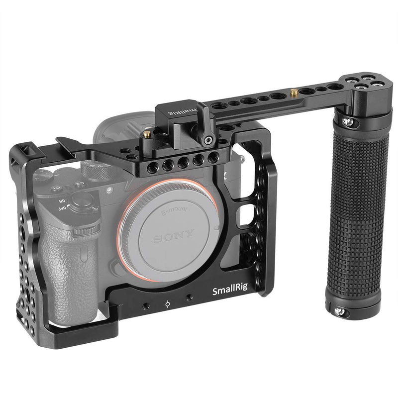 SMALLRIG DSLR Camera Side Handle Bracket with Built-in NATO Rail and 1/4" Mounting Holes, Rubber Handgrip – 1951