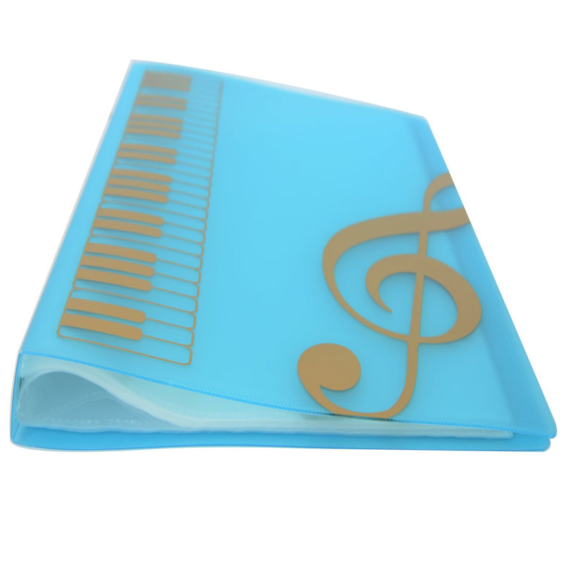 Music Themed Folder Music folder storage Holder,A4 Size Folder,40 Pockets,Treble Clef Folder (2Pack-Blue)