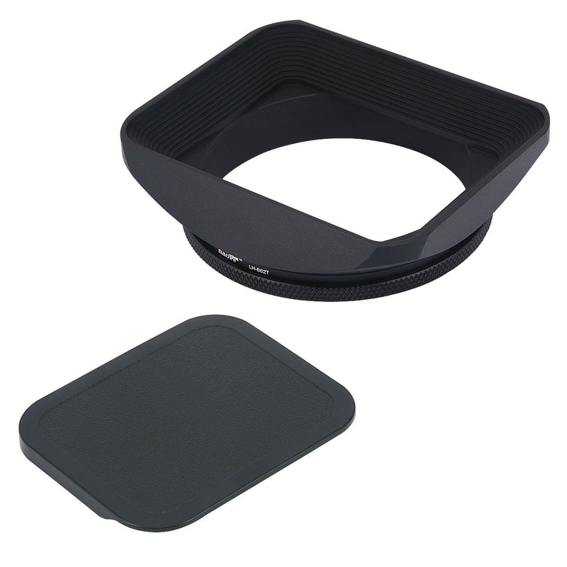 Haoge 62mm Square Metal Screw-in Mount Lens Hood Shade with Cap for 62mm Canon Nikon Sony Leica Leitz Carl Zeiss Voigtlander Nikkor Panasonic Fujifilm Olympus Lens and Other 62mm Filter Thread Lens