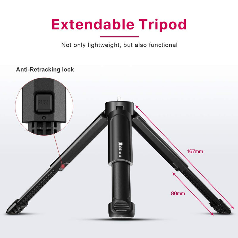 ULANZI MT-14 Extension Tripod, Mini Selfie Stick Tripod Stand Handle Grip for Canon G7X Mark III Sony RX100 VII A6400 A6600 Cameras Vlogging