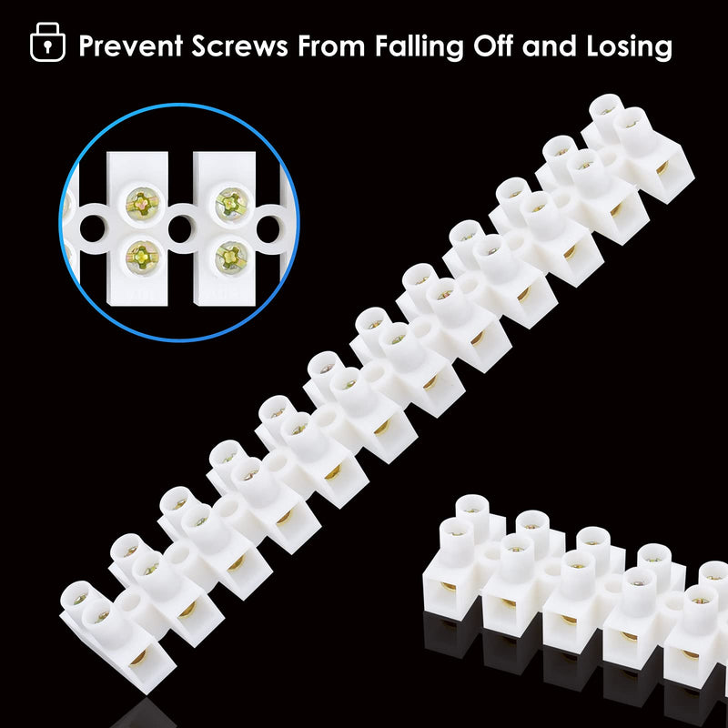 ERKOON Terminal Block, 12-Position Dual Row Terminal Strip Screw Terminal Electric Barrier Block for Small Home Projects and Electrical 10Amp 360V