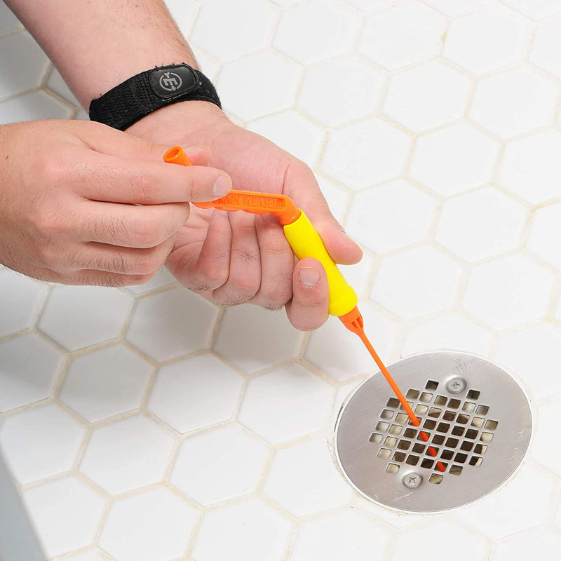 FlexiSnake Drain Weasel Sink Snake Cleaner - 18 inch - Drain Hair Clog Remover Tool with Rotating Handle & 5 Wand Refills - Thin, Flexible, Easy to Use on Most Drains & Grates - Made in USA (5-Pack)