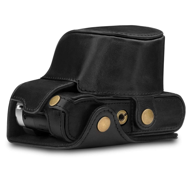 MegaGear Ever Ready Genuine Leather Camera Case Compatible with Leica D-Lux 7 Black
