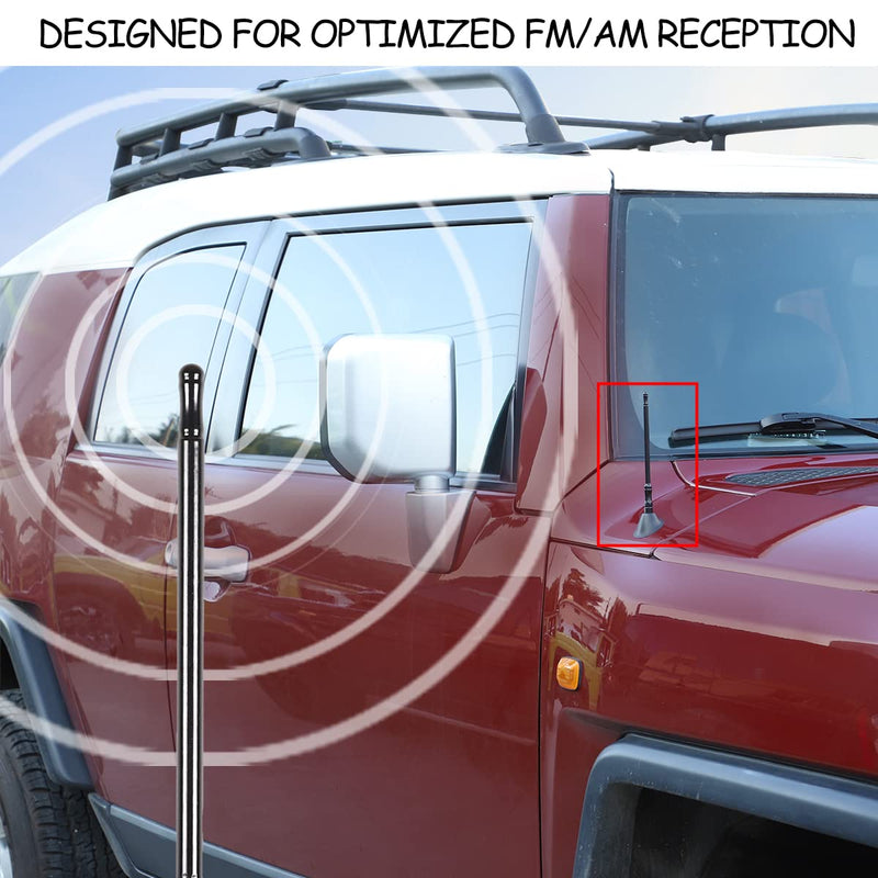 Fit for Toyota FJ Cruiser 2007-2021 6 Inches Antenna Trim, Metal Radio Antenna Replacement, Black 6 inch