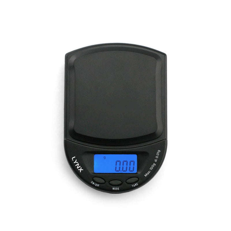 Truweigh LYNX Digital Mini Scale - (100g x 0.01g - Black/Black) - Digital Travel Scale - Mini Digital Scale - Small Pocket Size Scale - Traveling Scales Digital Weight - Travel Digital Kitchen Scale