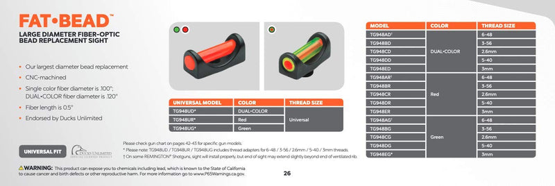 TRUGLO Fat Bead Dual-Color Fiber Optic Sight Universal
