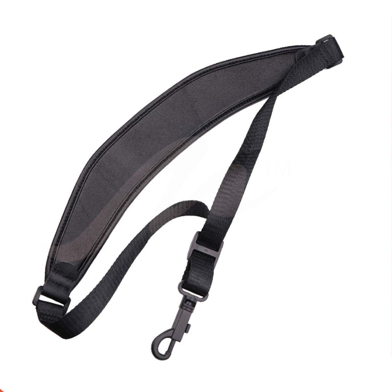 Saxophone neck strap, soft leather length adjustable, traditional rotating hook, suitable for saxophone/clarinet/oboe/horn (black)