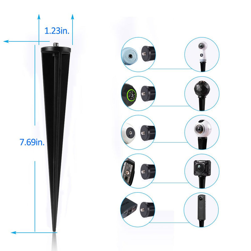 Spike Pole Mount Ground Stake for Insta360 One R Samsung Gear 360 2017 Edition Cam,360fly 360° Cam,Ricoh Theta V SC2 M15,LG 360,Nikon Keymission 170/360&Garmin Virb 360 Cam