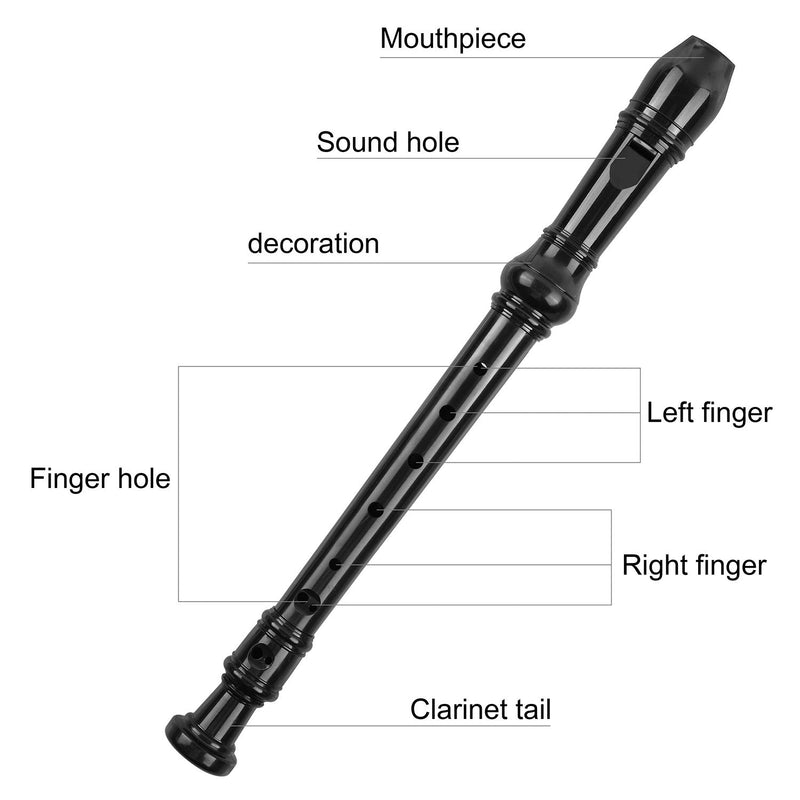 Soprano Recorder Descant Flauta Recorder 8 Hole ABS Clarinet German Style Treble flute C Key for Kids Children With Fingering Chart Instructions with Cleaning Rod Bag Blue