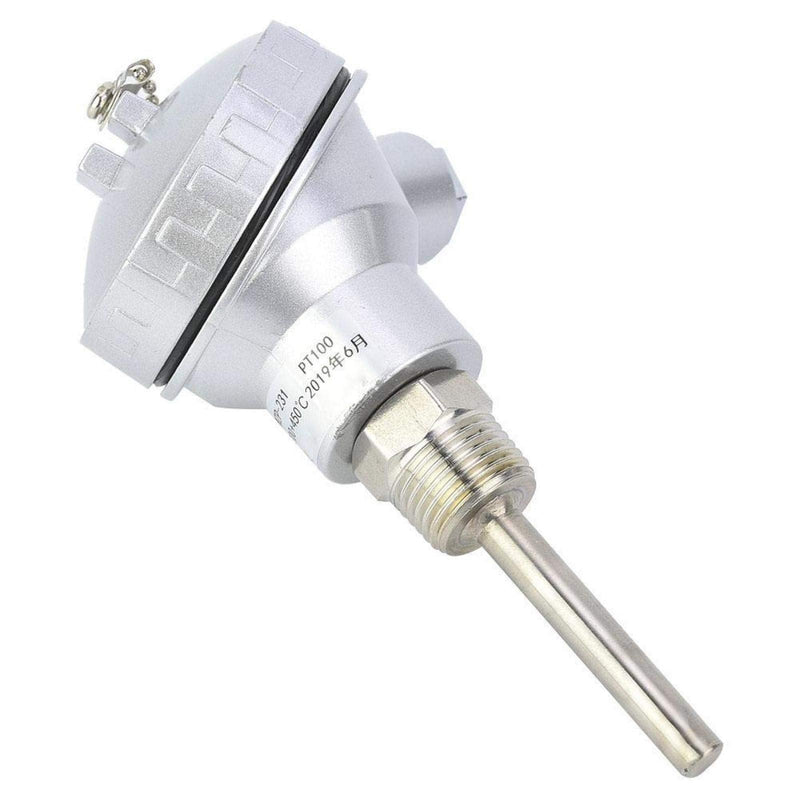 Fafeicy RTD PT100 Temperature Sensor Probe 1/2" 201 Stainless Steel NPT Thread Thermocouple Terminal Head(PT50mm) PT50mm