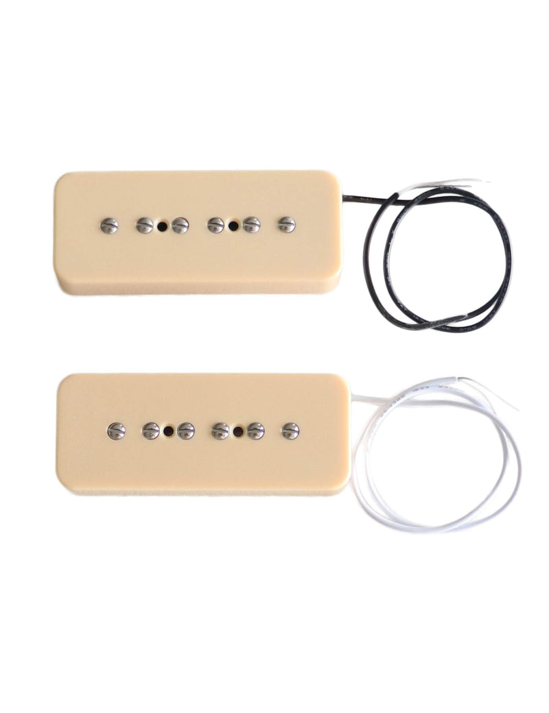 Metallor P90 Soapbar Pickup Bridge and Neck Single Coil Pickups Set for Electric Guitar Parts Replacement Cream.