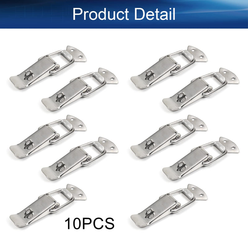 Yinpecly 10Pcs Iron Large Spring Loaded Toggle Latch Hasp Metal Hardware Fitting Spring Loaded Lock Catch Hasps for Case Box Trunk Catches, 3.43 inch Length with Lock Hole L 10pcs Iron