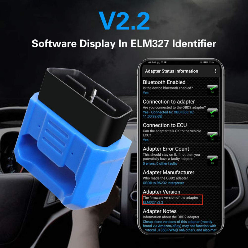 YiIinet V018 OBDII Scanner Bluetooth 5.0 Diagnostic Scanner for Android & iOS Car Code Reader Enhanced Diagnostic Scan Tool… B