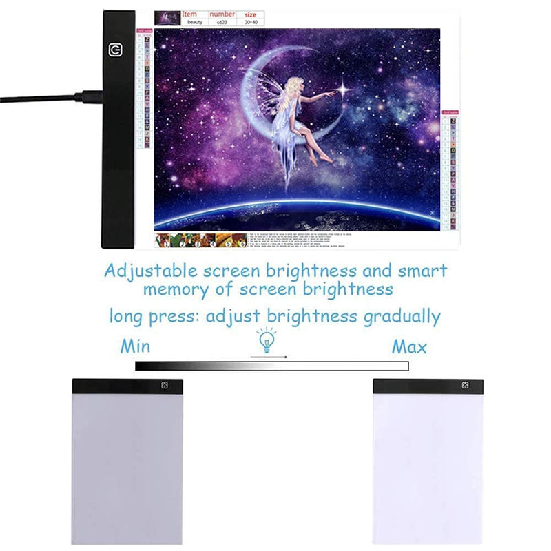 A4 Diamond Painting Light Pad - 3 Level Adjustable Brightness LED Light Board for Diamonds Art - Tracing for Drawing | Sketching | Animation A4